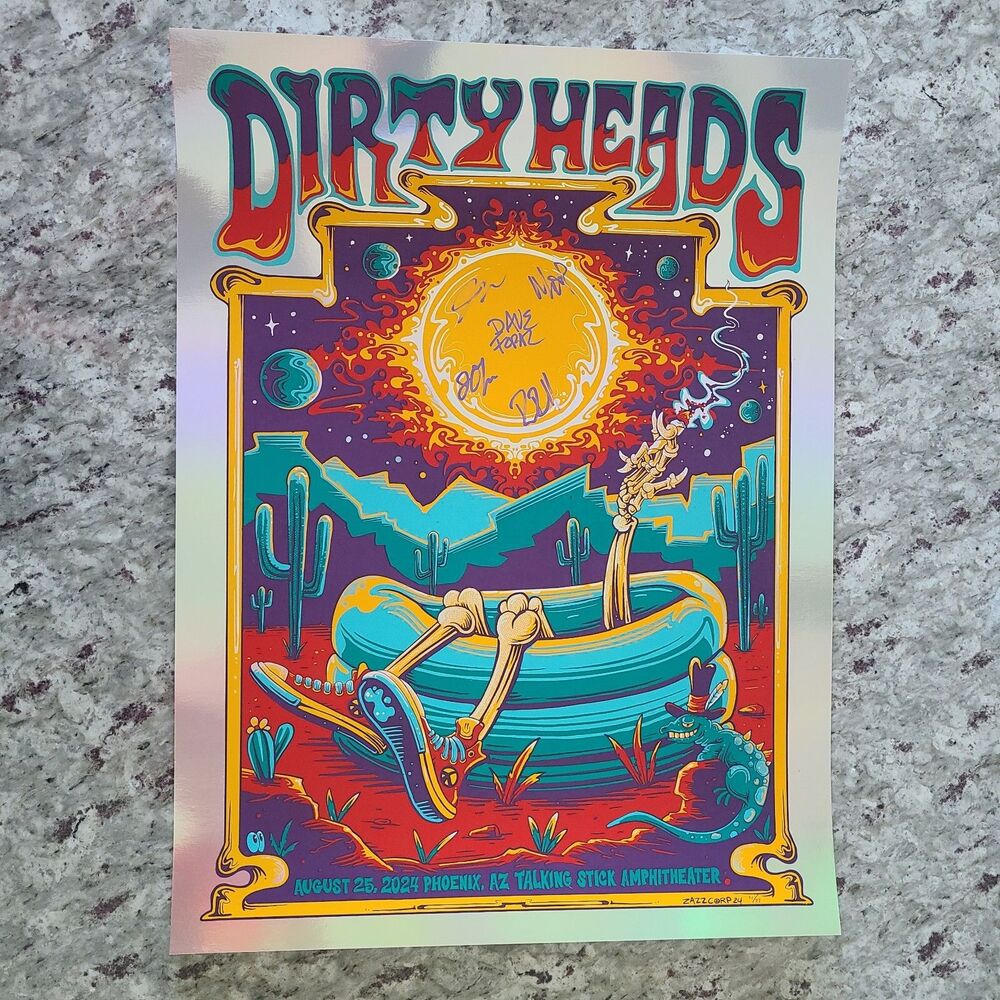 Dirty Heads Signed Foiled Concert Poster Phoenix, Arizona 8/25/24 Limited 21/25
